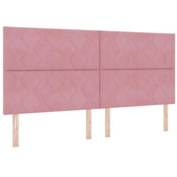 Cabecero LED con luces de tira LED rosa 200 cm terciopelo