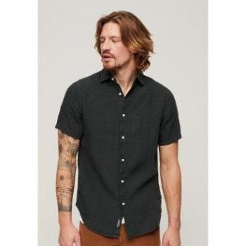 Superdry Studios Casual Linen Short Sleeve Shirt Black M