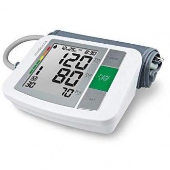 medisana BU 510 Tensiómetro de brazo, medición precisa de la presión arterial y el pulso con función de memoria, escala de semáforo, función de indicación de latidos irregulares, Color Gris, Blanco