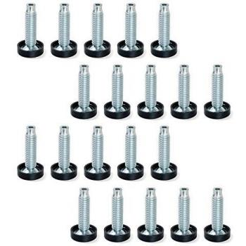 Emuca 2020805 Pie nivelador articulado para mueble, rosca M10x30mm, Lote de 20 piezas