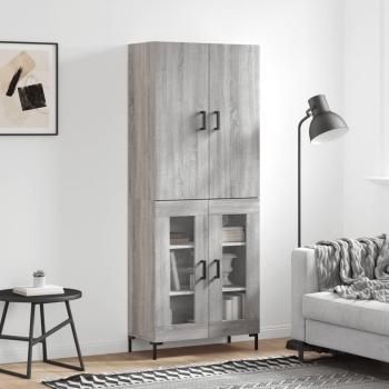 Aparador alto de madera contrachapada gris sonoma 69,5x34x180 cm