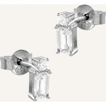 Pendientes Mini de Plata con Circonita Blanca Rectangular