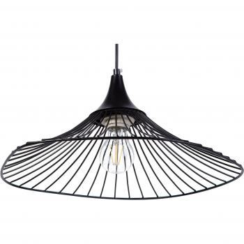 Lámpara colgante industrial de metal negro con diseño abierto Mazaro