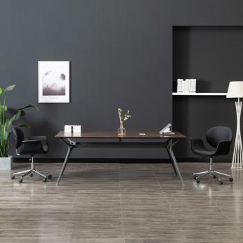 Silla de comedor giratoria de cuero sintético negro