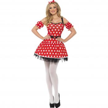 Disfraz de Minnie Mouse para mujer - Vestido rojo con lunares blancos, talla S