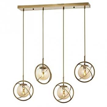 Lámpara de Techo Vintage WELLHOME de Metal con Base Rectangular para 4 Bombillas E14, Dimensiones 120x80x22 cm, Máx. 40W