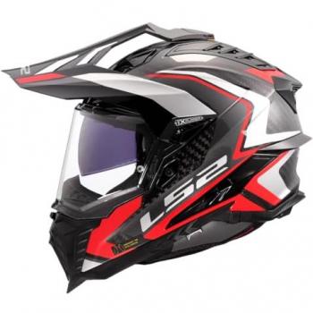 Casco de Moto Cross LS2 MX701 Explorer C Rojo Carbono Gloss XL