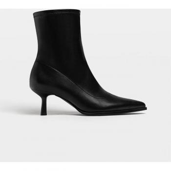 Stradivarius Black Stiletto Heel Boots with Stretch Legs
