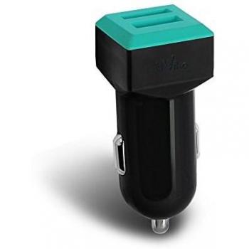 Cargador de Auto Universal Wiko 21MAH 2 USB Negro y Verde