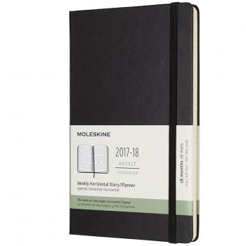Moleskine DHB18WH3Y18 - Agenda semanal 2017-2018, 18 meses, horizontal, tapa dura, color negro