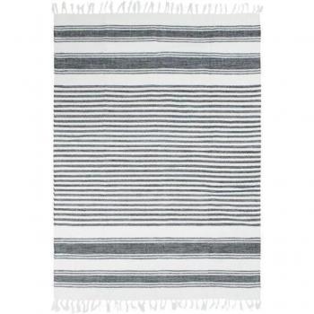 Alfombra TERRA COTTON LIGNES 100% algodón líneas gris-blanco 190 x 290 cm