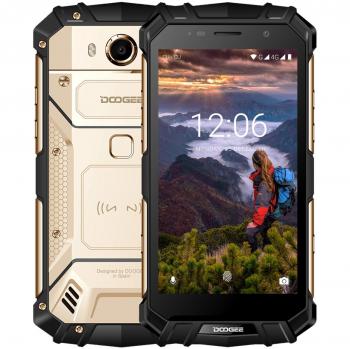 DOOGEE S60 Smartphone Libre IP68 Impermeable Dual SIM Android 7.0 Movile, Pantalla de 5.2” FHD Helio P25 Octa Core 6GB+64GB Cámara Trasera 21MP Batería 5580mAh 12V2A Carga Rápida Huella Digital - Oro
