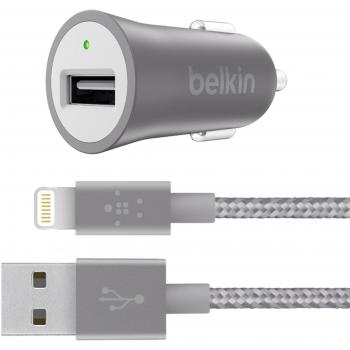 Belkin F8J186bt04-GRY - Cargador para Coche Universal con Cable de Lightning a USB