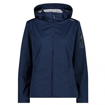 CMP Women's Blue Softshell Jacket with Zip Hood - Size 38
