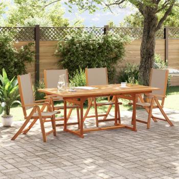 Sillas de jardín plegables 4 uds madera maciza acacia textileno marrón