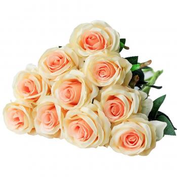 Ramo de rosas artificiales de seda Justoyou para arreglos florales para el hogar, la oficina o las bodas.