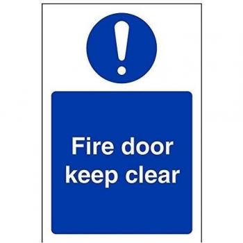 vsafety 18039 ag-s señal obligatoria,Fire puerta Keep Clear, autoadhesivas, vertical, 100 mm x 150 mm), color azul