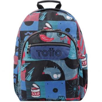 Mochila Escolar Totto Cyber Monstruos Acuarela