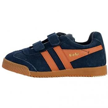 Gola Classics Harrier Children's Strap Sneakers - Navy/Moody Orange
