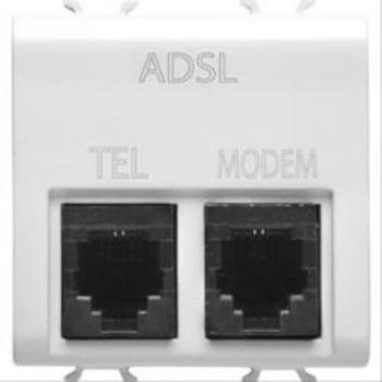 Gewiss chorus - Conector rj11 doble con filtro adsl champan blanco