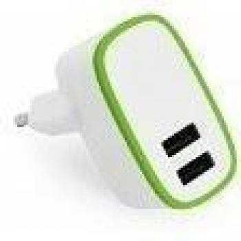 iProtect Cargador USB dual con 2 puertos USB 2100mA blanco 2.1 A 2.100 mA para iPhone 6, iPhone 5 5s, iPod, iPad, Samsung Galaxy y otros dispositivos con conexión USB