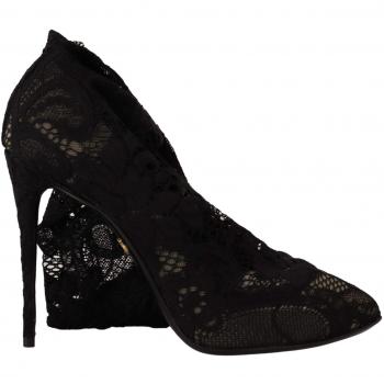Dolce & Gabbana Black Stretch Socks Taormina Lace Boots Shoes - EU39.5/US9
