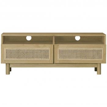 Mueble TV de madera clara y caña de ratán 120 cm GALINA