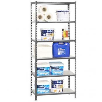 Estantería metálica SimonRack de almacenaje de acero, dimensiones 2500x1000x400 mm, con 6 baldas de metal que soportan 180 kg de punto flexión por balda, color gris