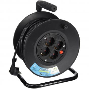 Aigostar 177454 - Cable de Alimentación Enrollable de 25 Metros con Cuatro Tomas de Corriente