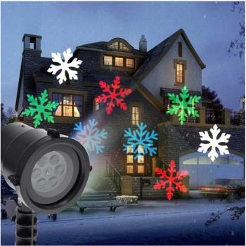 Proyector Láser LED RGB de Navidad para Exterior con Efectos Multicolores y Copos de Nieve