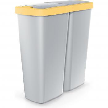 Papelera KEDEN con 2 tapas independientes de 50L - Amarillo