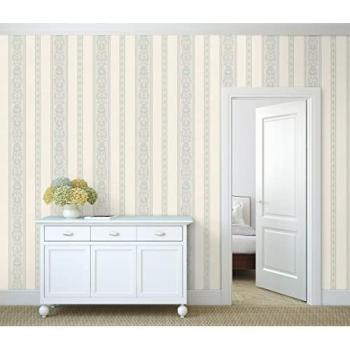 Papel Pintado Vinílico de Rayas Barrocas con Efecto Textura de Tela - Selim Imperial Stripe 676850 - Rollo de 10 m x 1,06 m