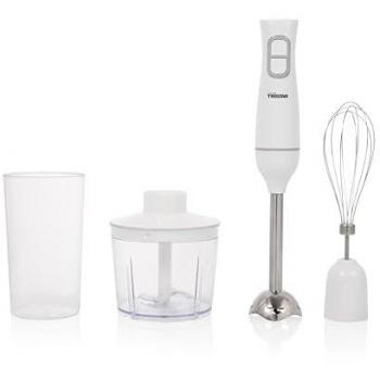 Batidora de Mano Tristar MX-4881 Blanco, 350 W, incluye varilla de acero inoxidable desmontable, batidor, picador, jarra medidora, piezas aptas para el lavavajillas