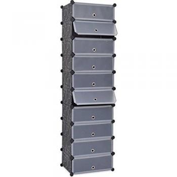 Interlocking Shoe Organiser with 10 Compartments Black