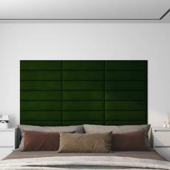 Paneles de pared terciopelo verde oscuro 12 uds 60x15 cm 1,08m²