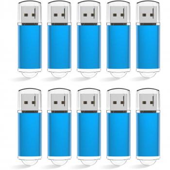 KEXIN 2GB Memoria USB 2.0 Pendrive 2GB Flash Drive Memory Stick para Computadoras, Tabletas y Otros Dispositivos [10 Unidades] Color de Azul