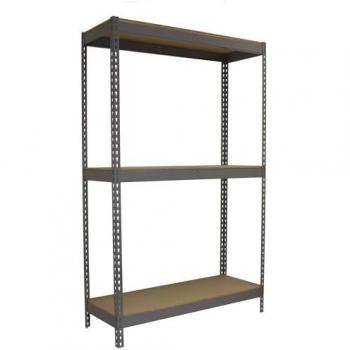 Estantería Simon Forte 2406-3 Chipboard Gris/Madera, 2000x2400x600 mm, 400 kg de Punto Flexión, 3 Estantes Madera, Estanterías Almacenaje, Estanter