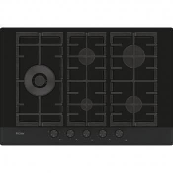 Haier HAVG7WL4HB Placa de Gas, 5 Fuegos, 75 cm, Gas Natural y Butano, Color Negro