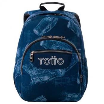 Mochila Escolar TOTTO Gommas Blueprint, Mochila Mediana, Capacidad 15 L, Bolsillo para PC 14, Bolsillo Botella, Espaldar Ergonómico con Flujo de Aire, Cómodas Correas