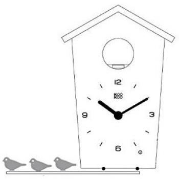 KOOKOO Birdhouse Mini Blanco, pequeño Reloj cucu Design Moderno, Sonidos de 12 Aves o Cuco, pájaros cantores