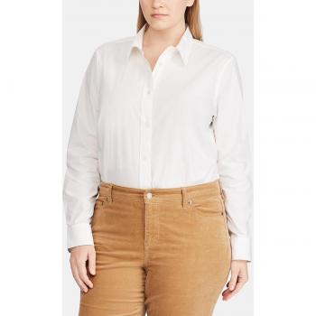 Camisa Básica de Mujer Lauren Ralph Lauren - Blanca, Algodón Extensible Sin Planchado