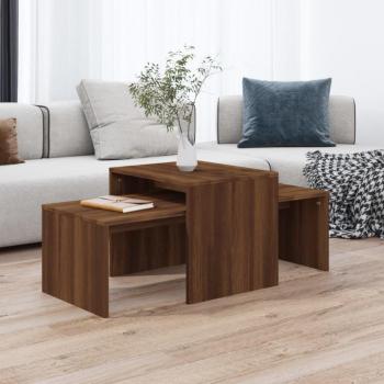 vidaXL Coffee Table Set - Brown Oak, 100x48x40 cm, Engineered Wood