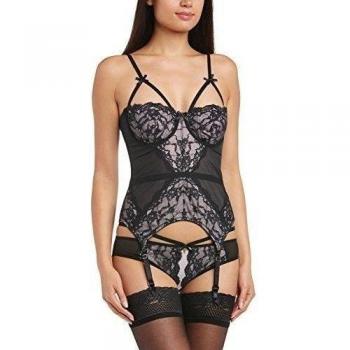 Pour Moi Forbidden Basque - Corsé para mujer, color black/rosa, talla 100ff