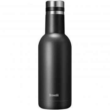 Brewsly Botella de Agua - 500ML de Doble Pared con Aislamiento Botella Térmica, Acero Inoxidable 18/8, Proceso de Recubrimiento en Polvo, Resistencia al Rayado, Fácil de Limpiar, Negro