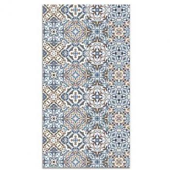 Alfombra Vinílica Baldosa Hidráulico Oriental Azul 80x200 cm - Antideslizante e Ignífuga para Cocina y Salón