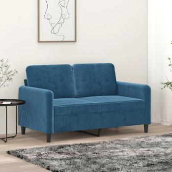 Sofá 2 plazas terciopelo azul 120 cm