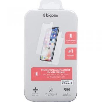 Protector de Cristal Templado Doble Cara para iPhone X/XS - Dureza 9H Bigben