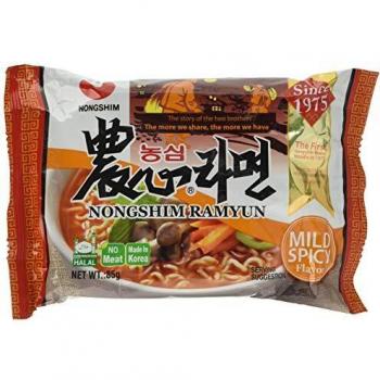 Nong Shim Fideos Instantáneos Sabor Ternera Ramyun, Medianamente Picante 85 g