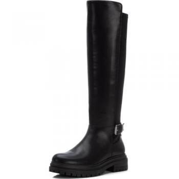 Bota Alta de Mujer XTI con Cremallera Lateral en Color Negro - Modelo 143280 - Estilo Casual, Plano y Cómodo hasta la Rodilla - Talla 39