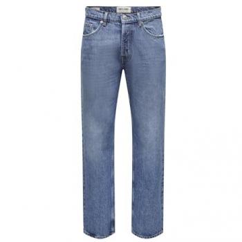 Only & Sons Edge Loose Fit Straight Leg Jeans 29/34 Medium Blue Denim